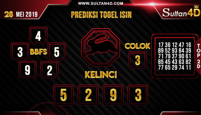 PREDIKSI TOGEL ISIN SULTAN4D 28 MEI 2019