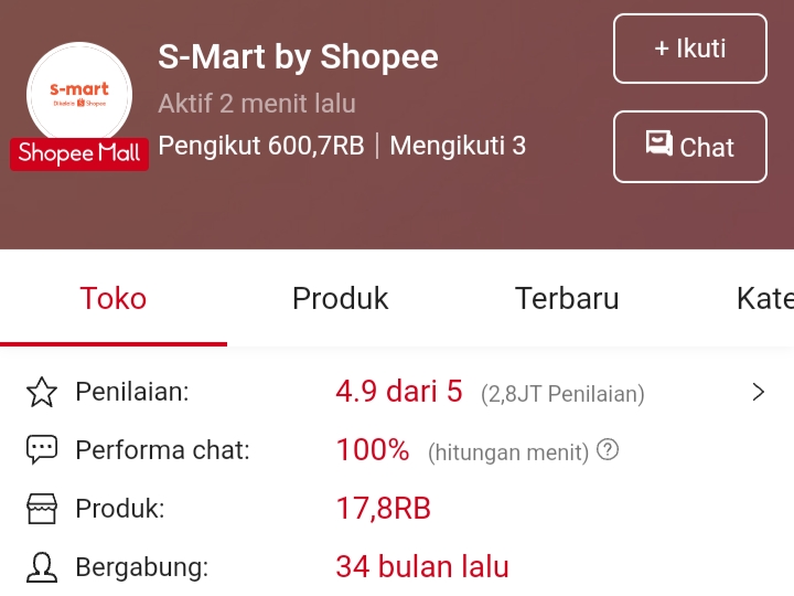 S-Mart by Shopee Supplier Shopee Terbaik Kategori Makanan dan Minuman