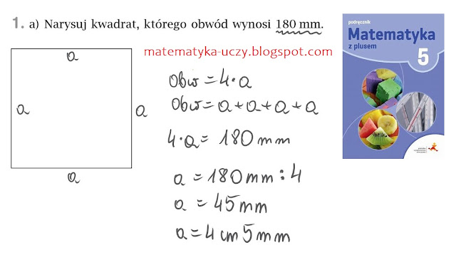 Zad. 1a,b,c str. 126 "Matematyka z plusem 5" Prostokąty i kwadraty