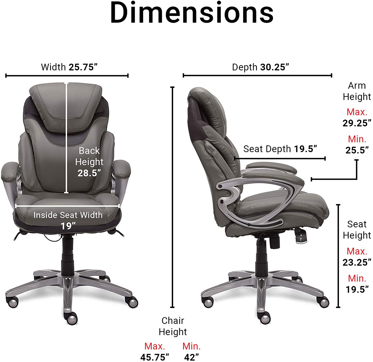 Serta AIR Health and Wellness Executive Office Chair High Back Ergonomic
