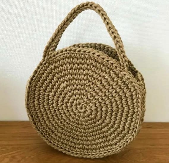 Crochet bag, Easy round circle bag, Pattern No3, with long strap, in both  UK and US crochet terms