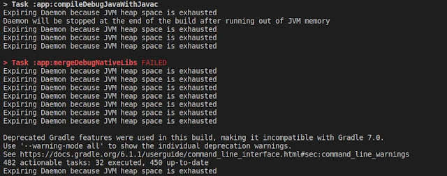 How to Fix Expiring Daemon because JVM heap space is exhausted React Native Error