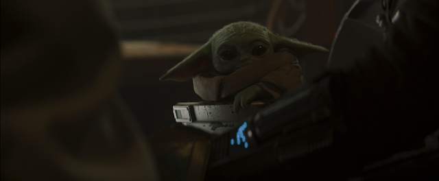 Baby Yoda Hides From Fight The Child The Mandalorian Star Wars Disney Plus Season 2 Opening Scene