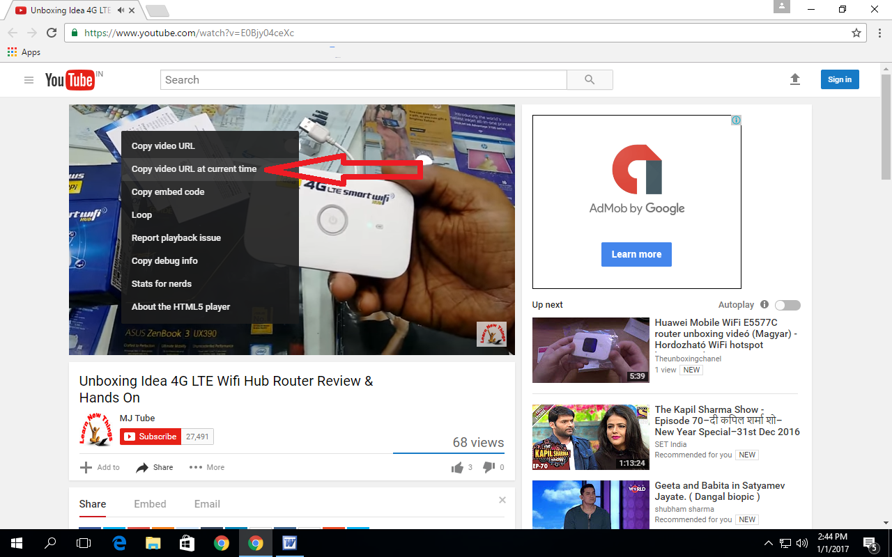 Learn New Things How to Copy & Share Youtube Current Video URL Certain