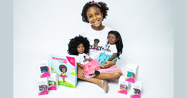 Zoe Oli, 8-year old founder of Beautiful Curly Me