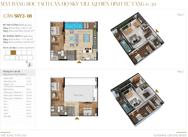 Bảng giá thiết kế căn hộ dự án Sunshine Crystal River Ciputra Sky Villas Tây Hồ Hà Nội