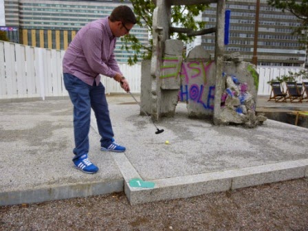 Hole 1 - Easy Hole - not as easy as it looks! TURF Projects Putt Putt #2 Crazy Golf course at Platform Ruskin Square in Croydon