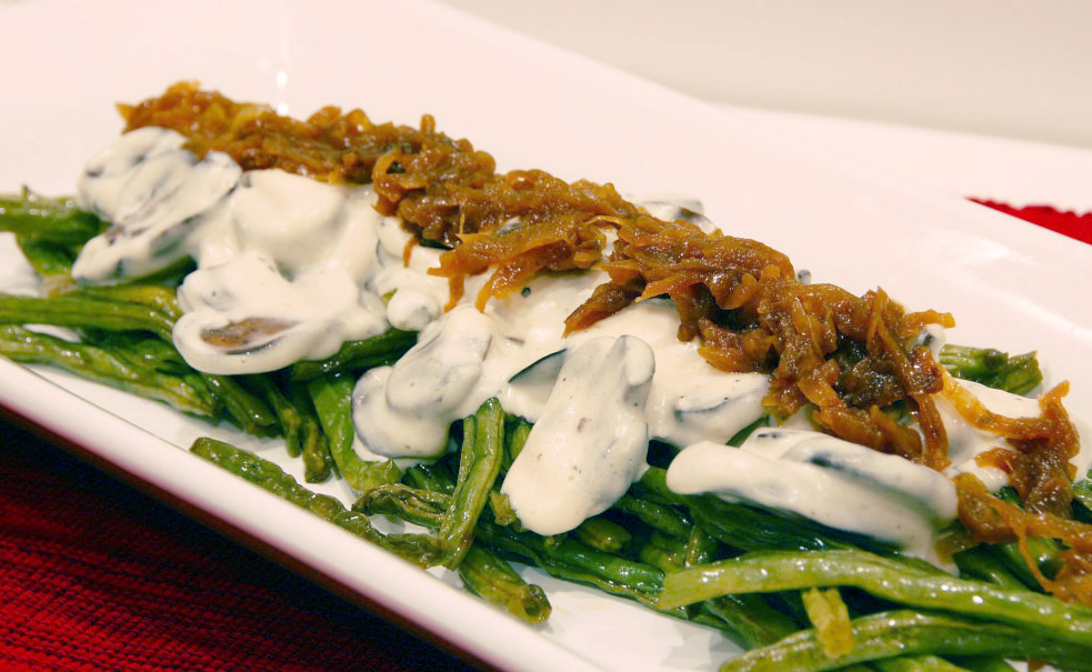 Tri to Cook Green Beans w/Goat Cheese Mushroom Sauce