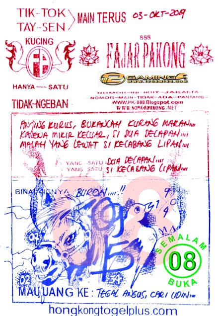 Kode Fajar Pakong 888 Hari Ini