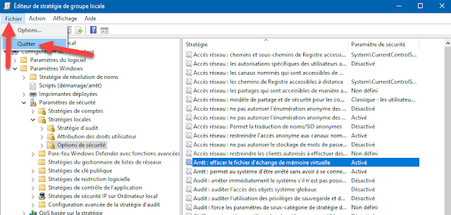 Effacer le fichier d'échange de mémoire virtuelle à l'arrêt dans Windows 10 avec l'éditeur de stratégie de groupe locale Mots-clés : Windows 10, sécurité, trucs, astuces, fichier d'échange, mémoire virtuelle, arrêt Windows, stratégie groupe locale, effacer, informations confidentielles, système, options de sécurité, effacer le fichier d'échange de mémoire virtuelle