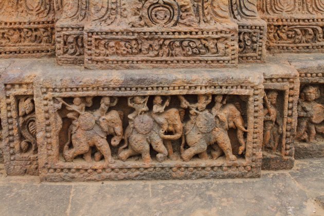 Scuptures depicting rich stories even at the floor level of the Konark Sun Temple