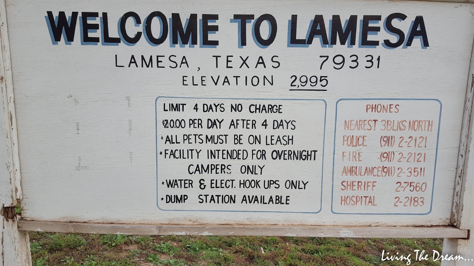 Living the Dream... Wednesday and Thursday, November 7 and 8, 2018 (Travel to Lamesa City Park