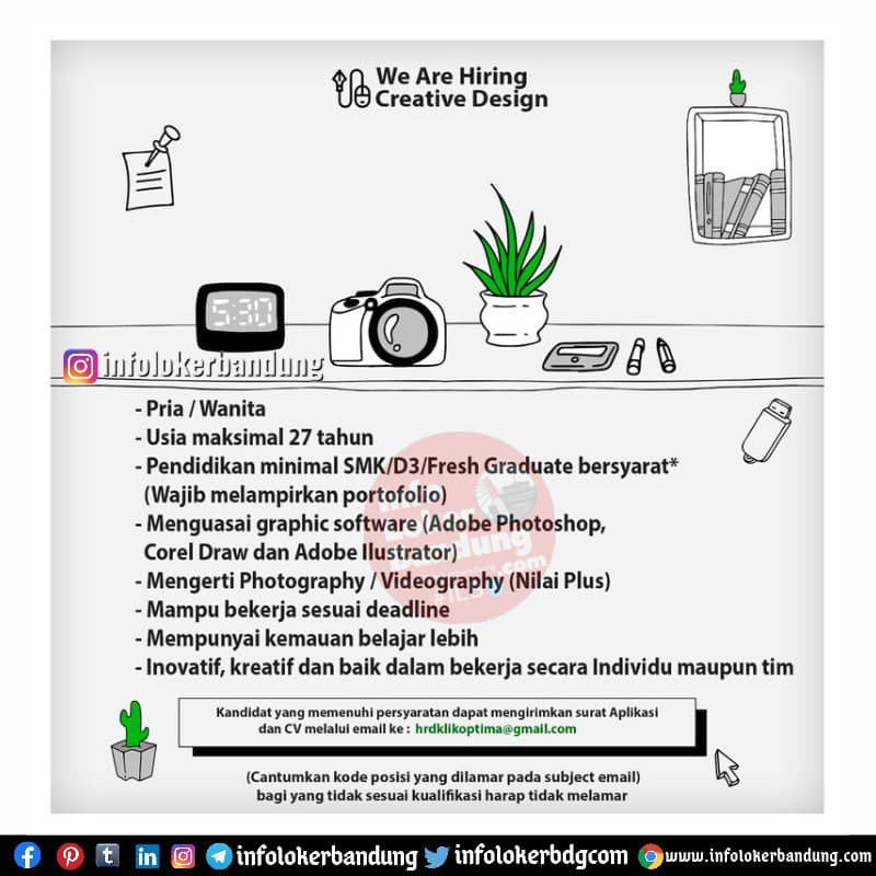 Lowongan Kerja Content Creator & Creative Design PT Klik Optima