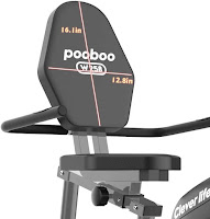 Large supporting backrest on Pooboo W258-2 Magnetic Recumbent Exercise Bike, measures 16.2" high x 12.8" wide, image