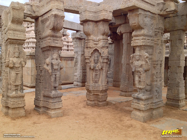 The unfinished Kalyana Mandapa, or Marriage Hall inside the Veerabhadra Swamy Temple complex at Lepakshi, in Andhra Pradesh, India
