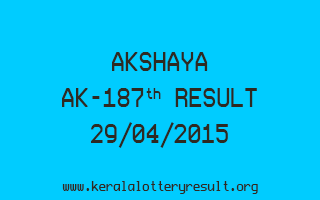 Akshaya AK 187 Lottery Result 29-4-2015