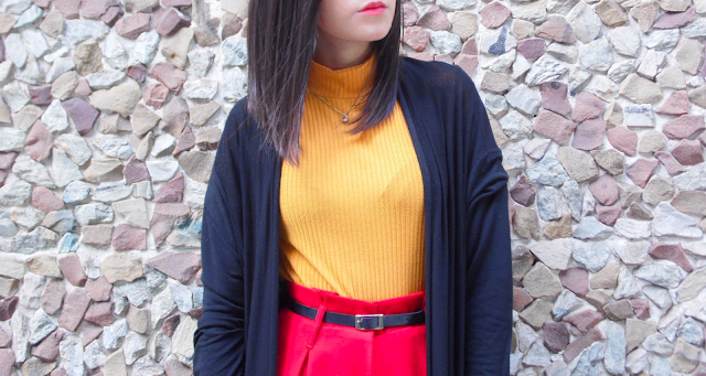 Calça Pantalona Vermelha Calça Pantalona Vermelha e Blusa Gola Alta