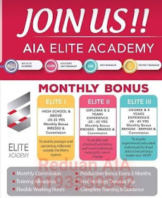 AIA Elite Academy Bonus Bulanan Sehingga RM9,000 Hubungi 0193330342