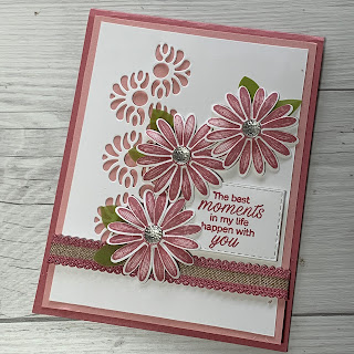 Greeting card using Daisy Lane and Tasteful Background Dies
