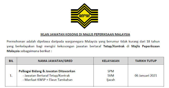mohon jawatan kosong mpm