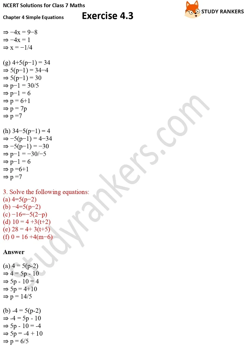NCERT Solutions for Class 7 Maths Ch 4 Simple Equations Exercise 4.3 4