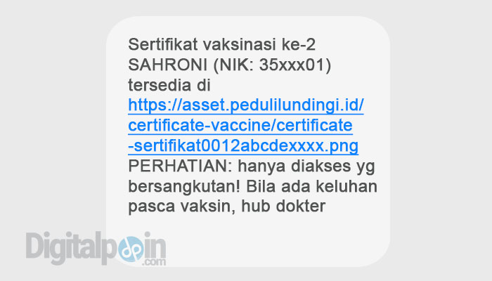 Cara Mendapatkan Sertifikat Vaksin Melalui SMS