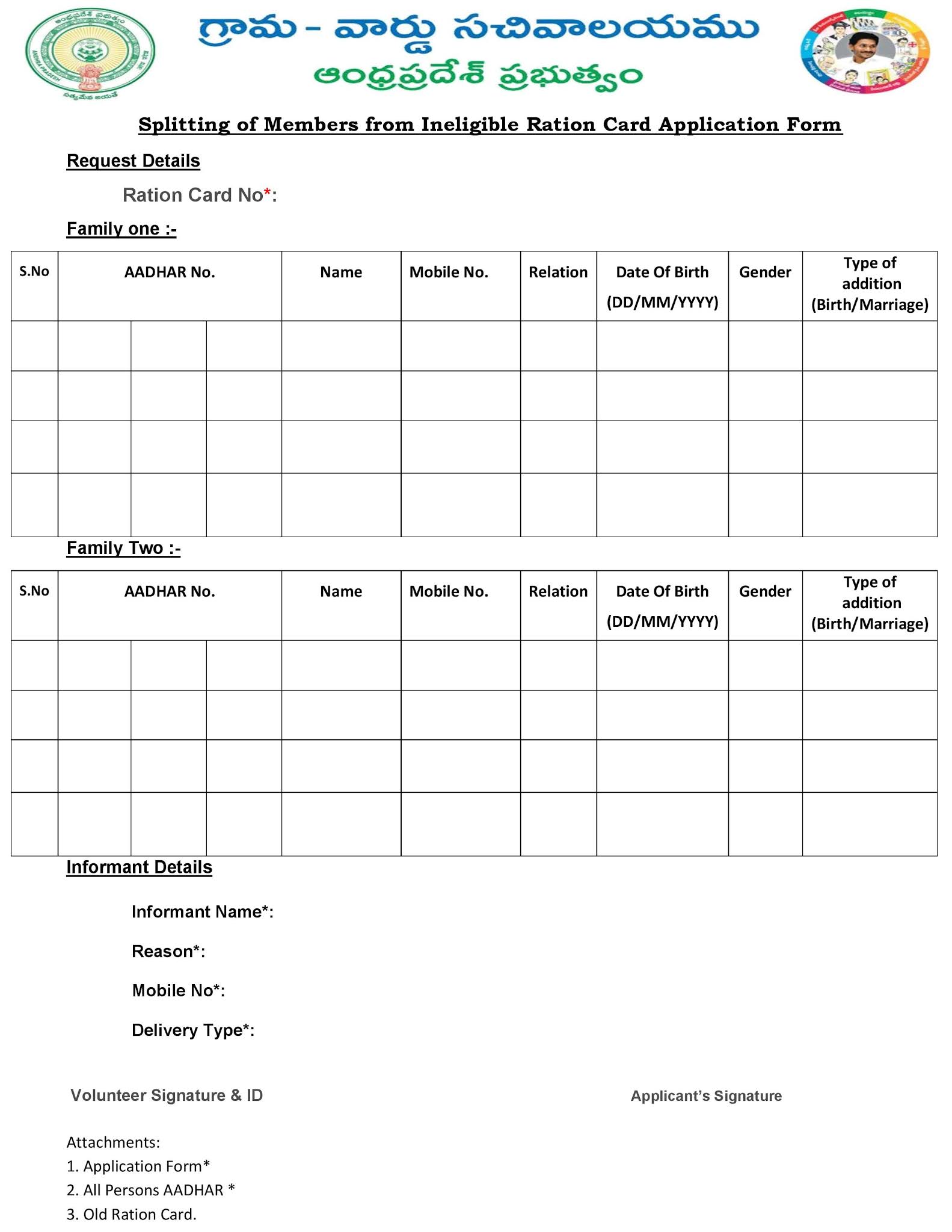 SACHIVALAYAM APPLICATION FORMS RICE CARD APPLICATION ALL TYPE