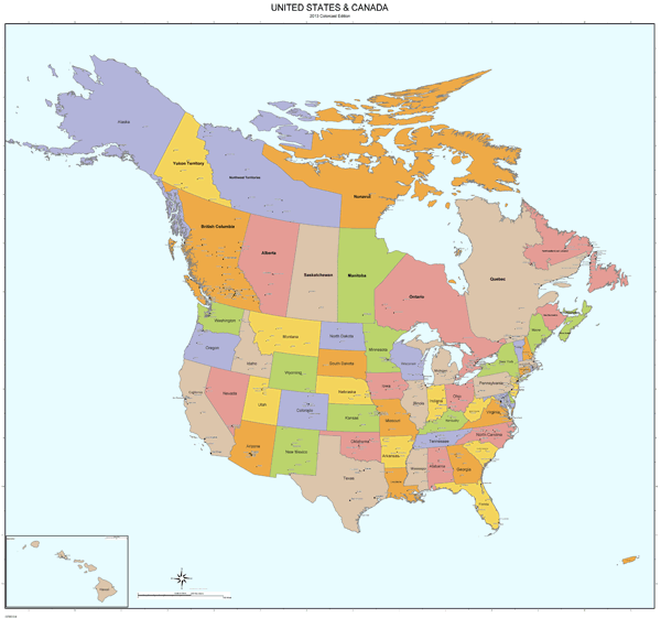 United States And Canada Map World Image