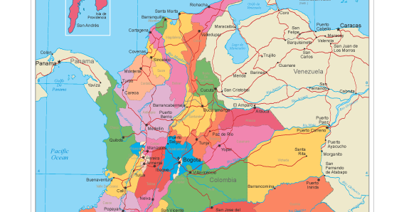 Mapa político de Colombia editable - Vector | Vector Clipart