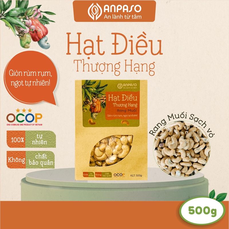 Anpaso Hà điều rang muối sạch vỏ 500g.