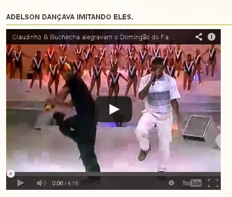 Adelson dançava imitando Claudinho e Bochecha.