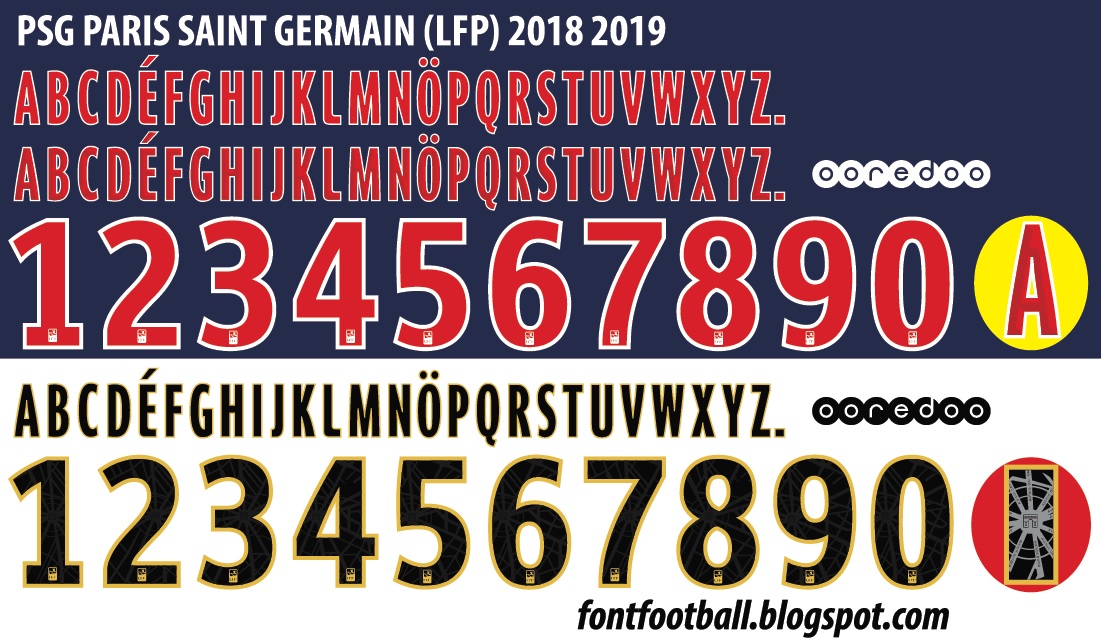 FONT FOOTBALL Font Vector PSG Paris Saint Germain (LFP) 2018 2019 kit