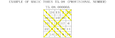 order 5 partially pandiagonal magic torus type 8