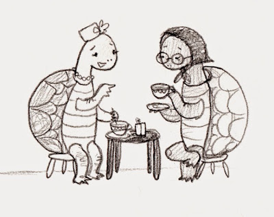chloe illustrates: Daily__Doodle Turtle Drinking Tea