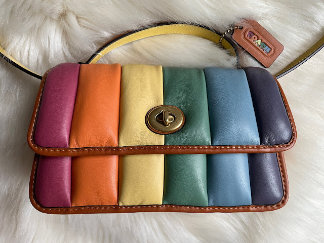 coach duffle with rainbow quilting