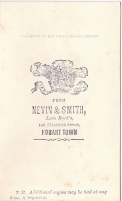 Verso, Young man in check jacket, Nevin & Smith, Hobart 1868