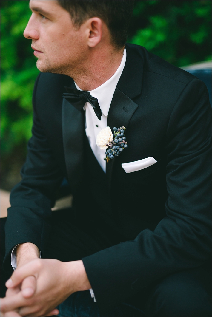 Elegant groom in black tux with bow-tie from Friar Tux // Photo by Closer to Love Photography via @thesocalbride