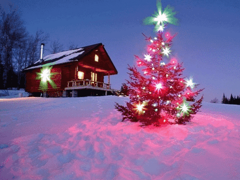 animación árbol de navidad paisaje nevado