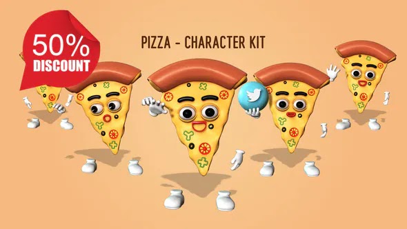 بيتزا - مجموعة الشخصيات - موشن جرافيك Videohive - Pizza - Character Kit - 26986120