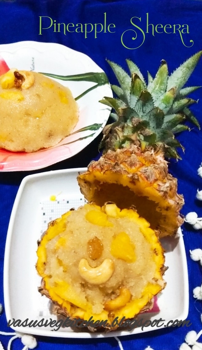 Vasusvegkitchen Pineapple kesari bhat, Pineapple sheera, How to
