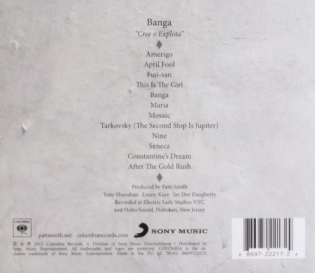 Classic Rock Covers Database Patti Smith Banga (2012)