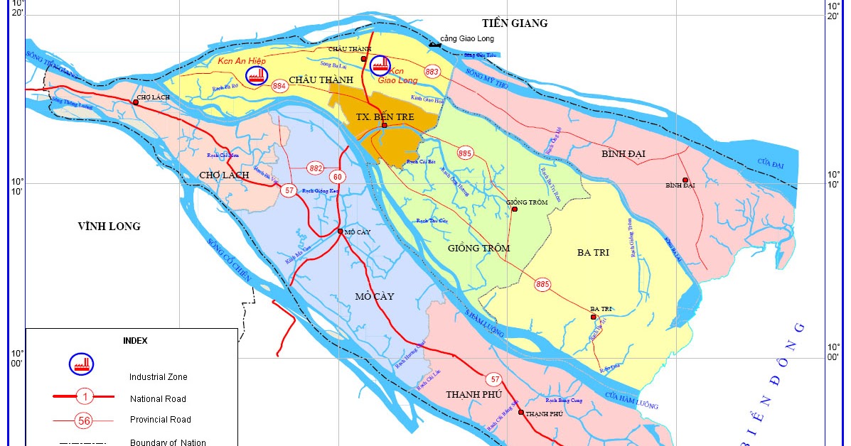 Bản đồ Xã Bình Thạnh, Huyện Thạnh Phú, Tỉnh Bến Tre