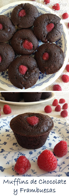 Muffins de Chocolate y Frambuesas (sin huevo y sin lactosa)