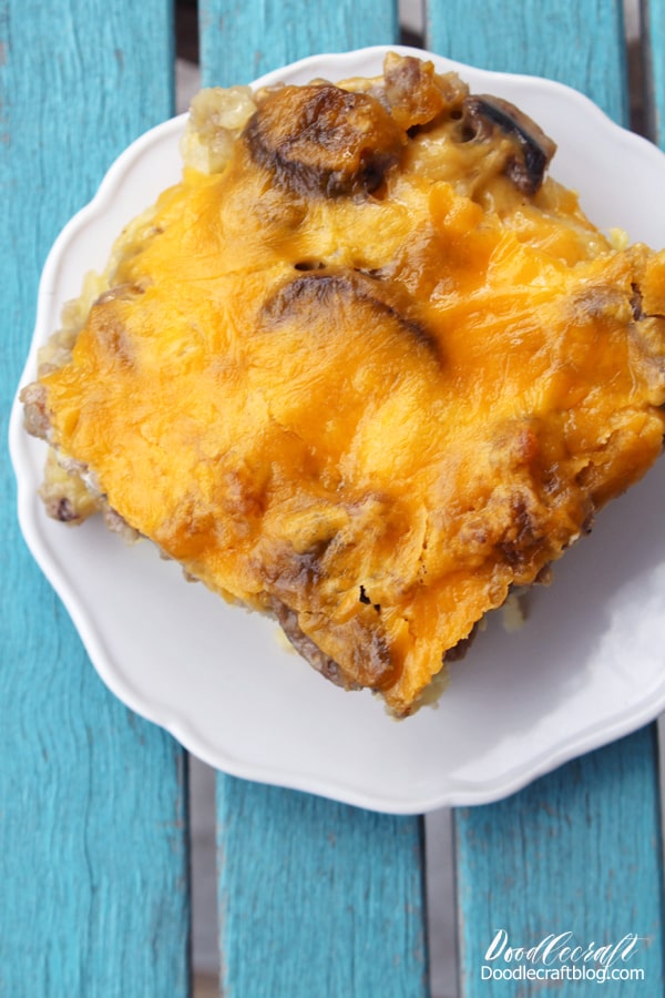 Overnight Breakfast Casserole with Egg Sausage Mushroom