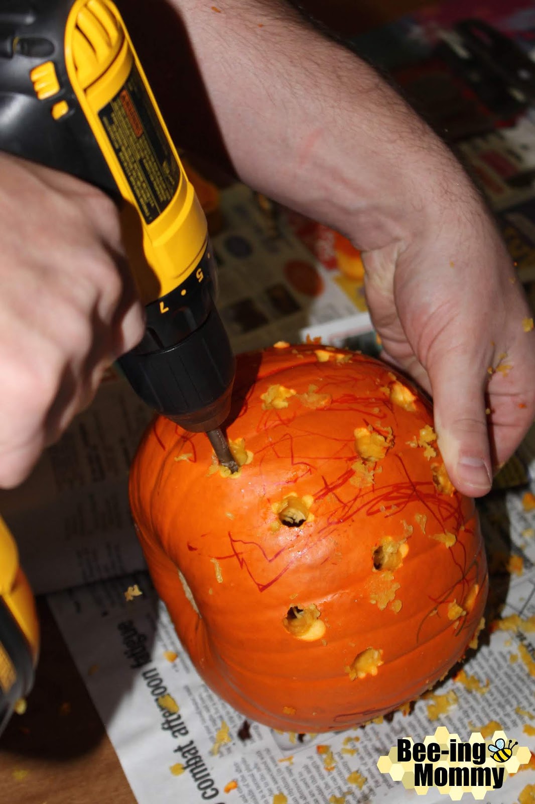 Pumpkin Carving with a Drill & Toddler Pumpkin Decorating