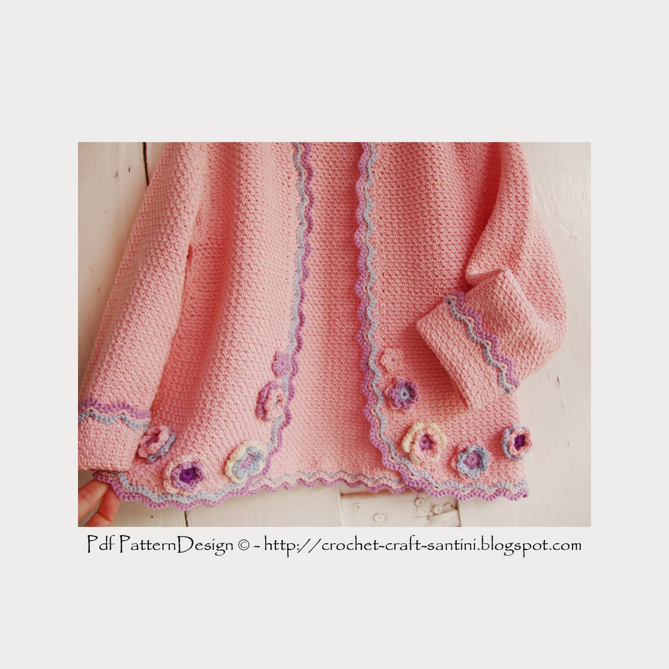 PINK FLOWER CROCHET CARDIGAN WITH FLOWERS LITTLE GIRLDREAMS!