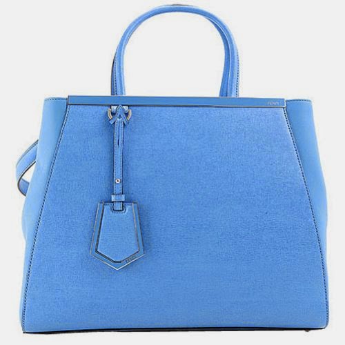 Fendi Medium 2Jours Leather Shopping Bag 8BH250 - Light Blue - Luxury ...