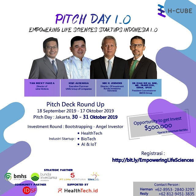 H-CUBE PITCH DAY !  EMPOWERING LIFE SCIENCE STARTUPS INDONESIA 1.0