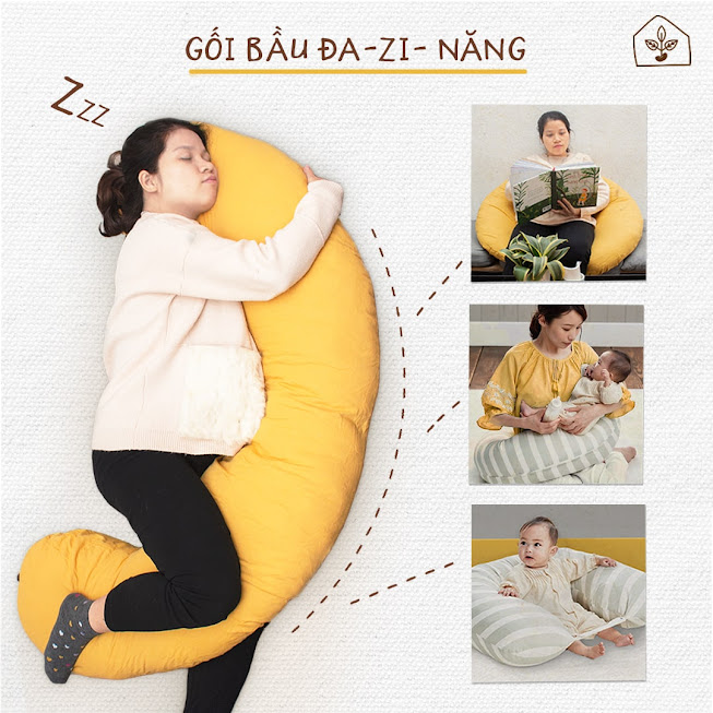 [A159] Gối Bầu Đậu Khuyết giúp mẹ cải thiện giấc ngủ với thiết kế thông minh.