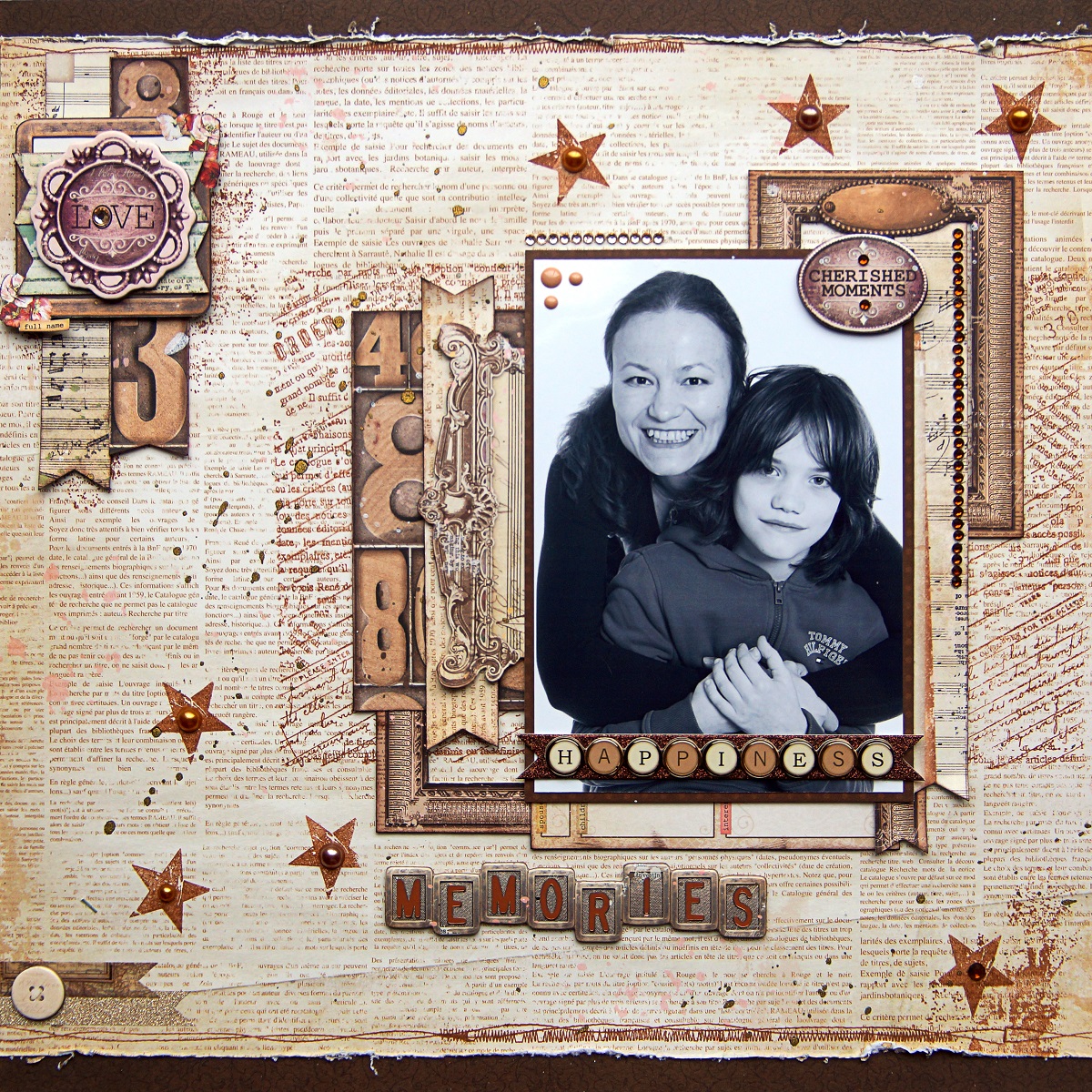 The BoBunny Blog Family Heirlooms Scrapbook Layout with Beige and